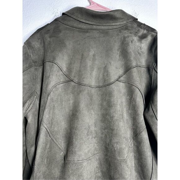 Anthropologie Ripley Sueded Longline Moto Jacket Color Olive Size XL - Picture 6 of 15